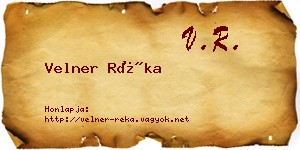 Velner Réka névjegykártya